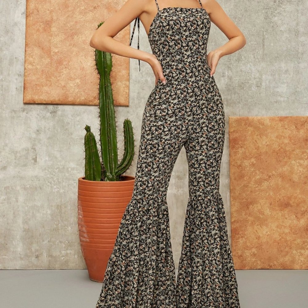Ditsy Floral Flare Leg Cami Jumpsuit